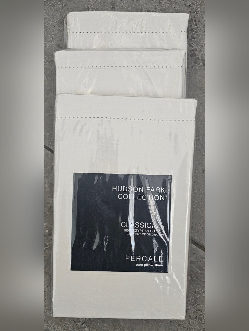 Set of 3 Hudson Park Collection Euro Pillow Shams Percale, 100% Egyptian Cotton